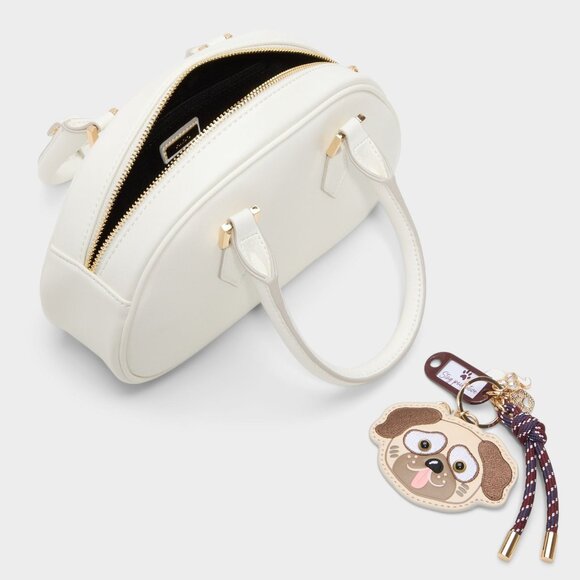 Pug Charm Satchel Bag White - Picture 2 of 3